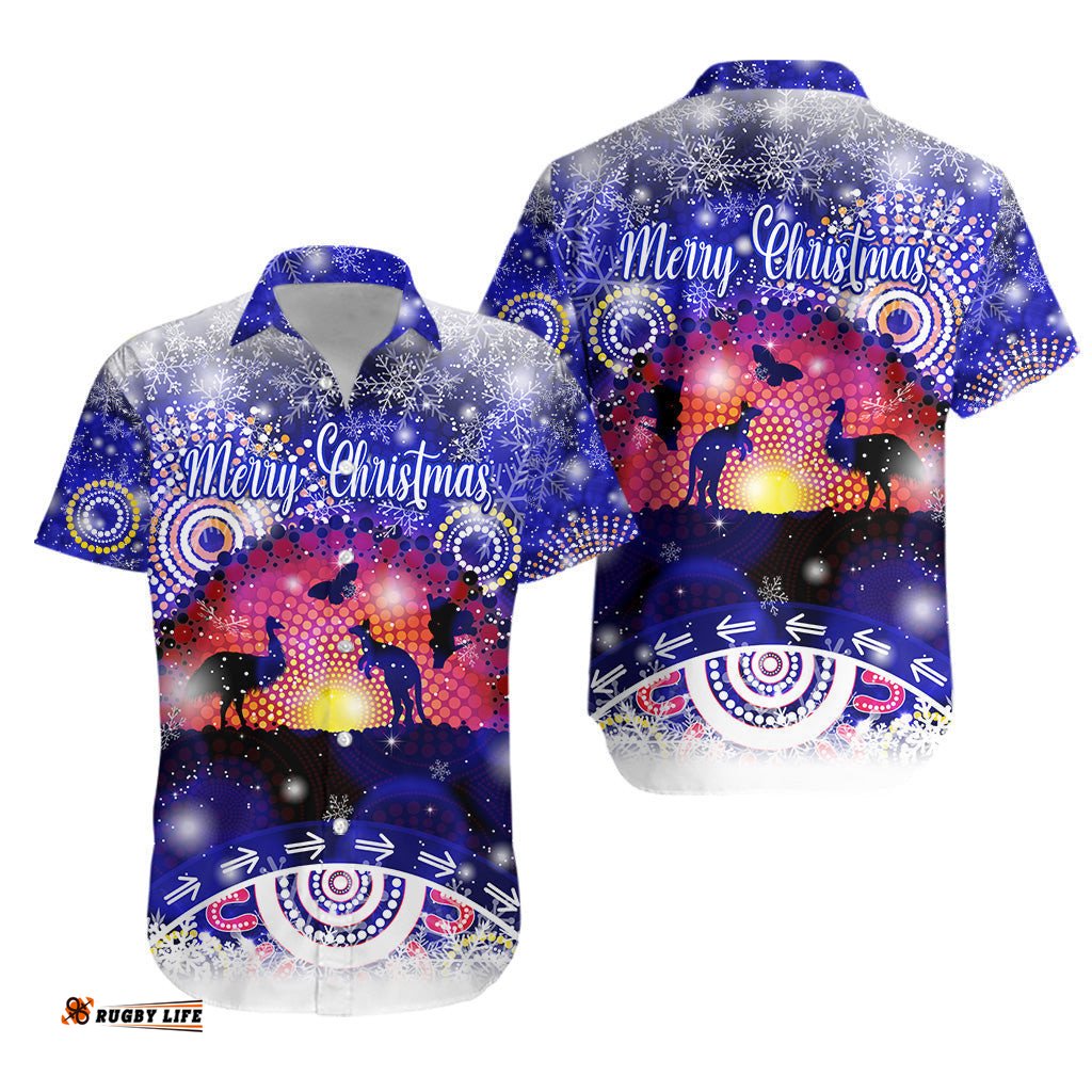 Australian Indigenous Flag Christmas Hawaiian Shirt Original Style Blue