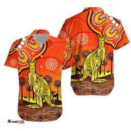 Aboriginal Art Kangaroo Hawaiian Shirt Indigenous Unique Vibes Orange
