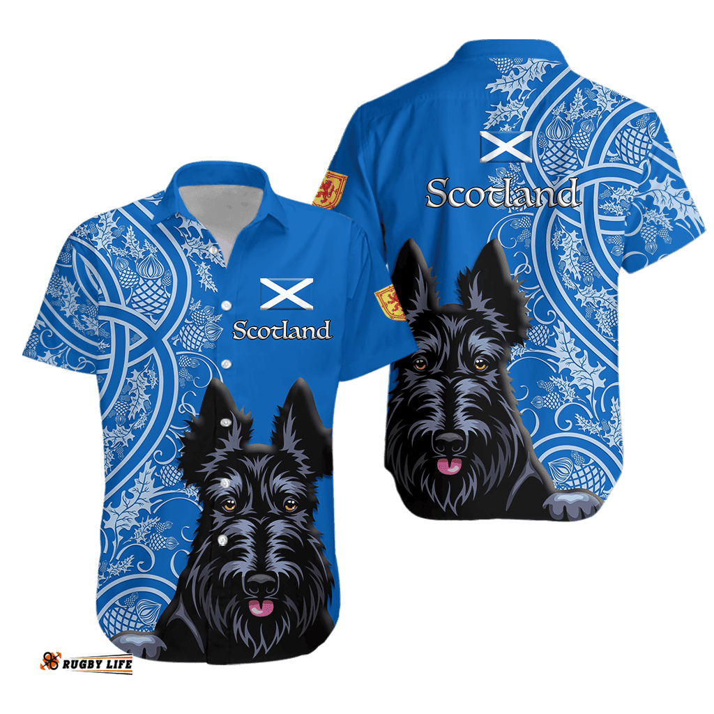 Scottish Terrier With Thistle Hawaiian Shirt