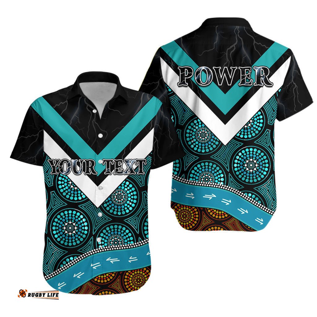 Custom Personalised Power Indigenous Hawaiian Shirt Proud Port Adelaide