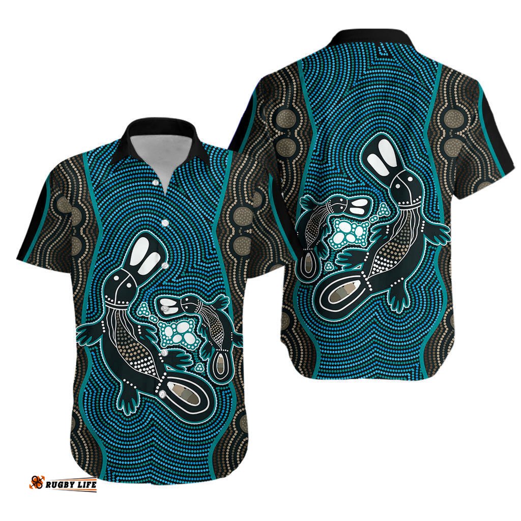 Aboriginal Dot Hawaiian Shirt Platypus Victory Version Blue