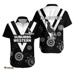 Western Suburbs Magpies Hawaiian Shirt Indigenous Dot Painting Art