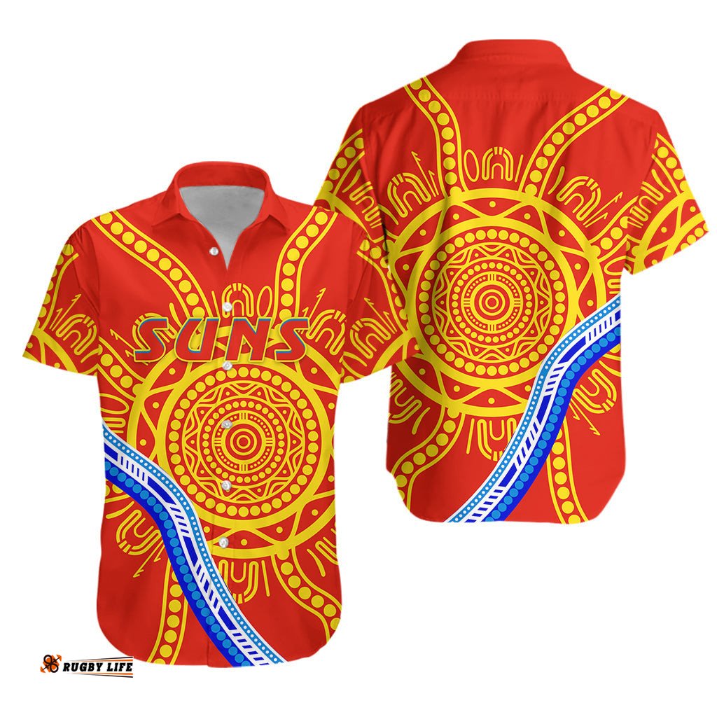 Suns Football Hawaiian Shirt Royal Gold Coast