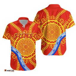 Suns Football Hawaiian Shirt Royal Gold Coast