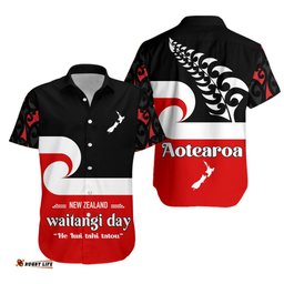 Waitangi Day Hawaiian Shirt Maori Fern and Tino Rangatiratanga Flag