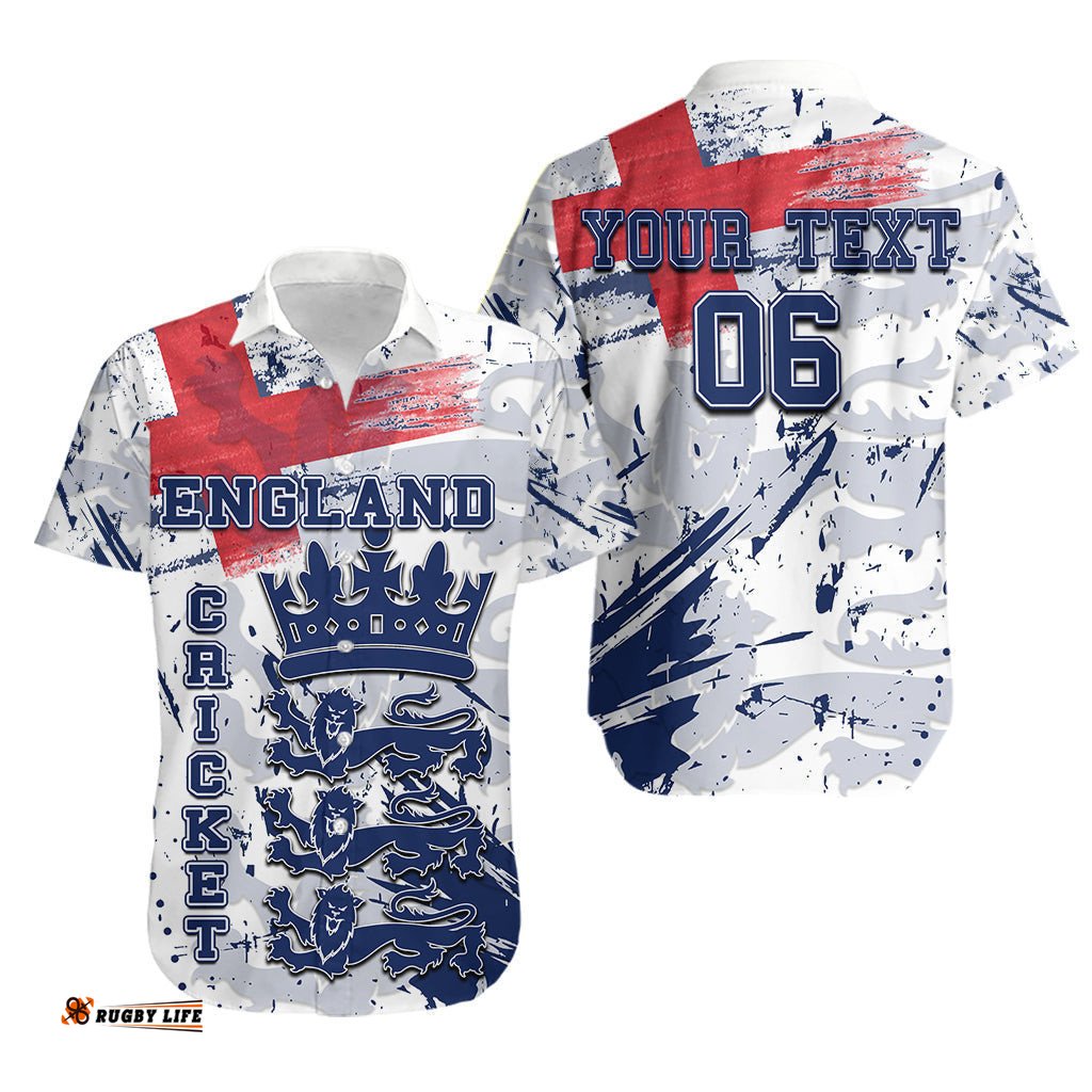 Custom Personalised And Number England Cricket Team Hawaiian Shirt