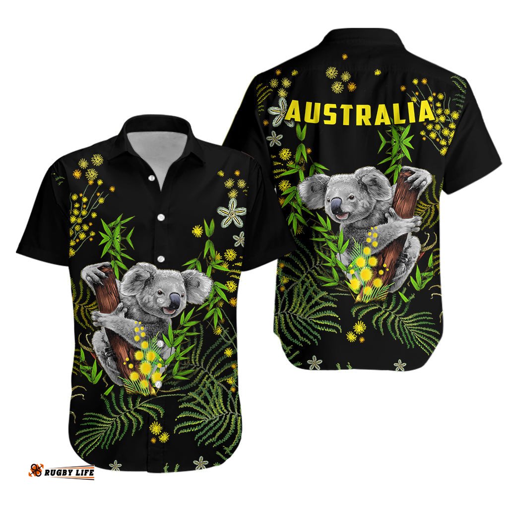 Golden Wattle Hawaiian Shirt Koala Australia Acacia Pycnantha Version Simple