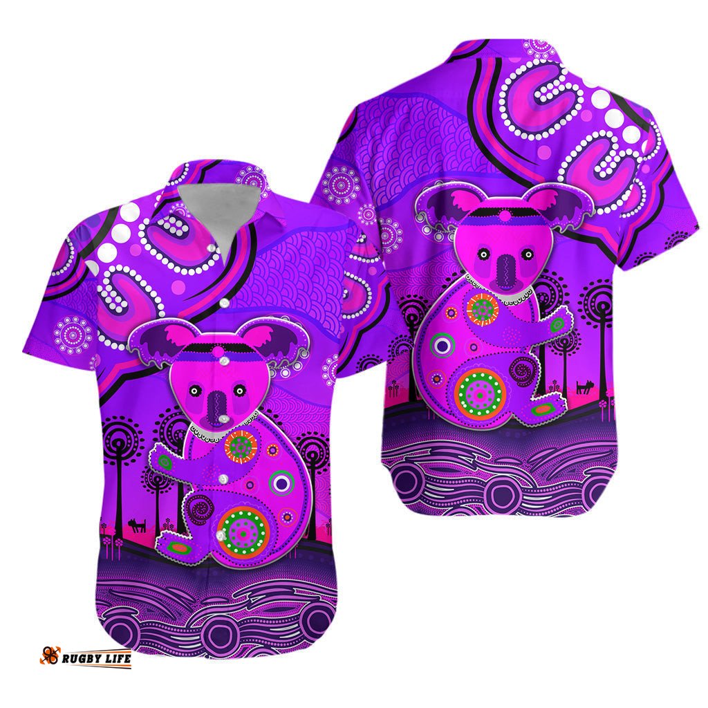 Aboriginal Art Koala Hawaiian Shirt Indigenous Unique Vibes Purple