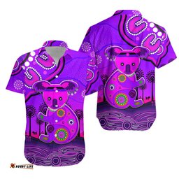 Aboriginal Art Koala Hawaiian Shirt Indigenous Unique Vibes Purple