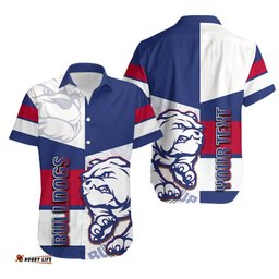Custom Personalised Western Bulldogs Hawaiian Shirt Half Blue White Style