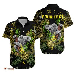 Custom Personalised Golden Wattle Hawaiian Shirt Australia Acacia Pycnantha Mix Aboriginal