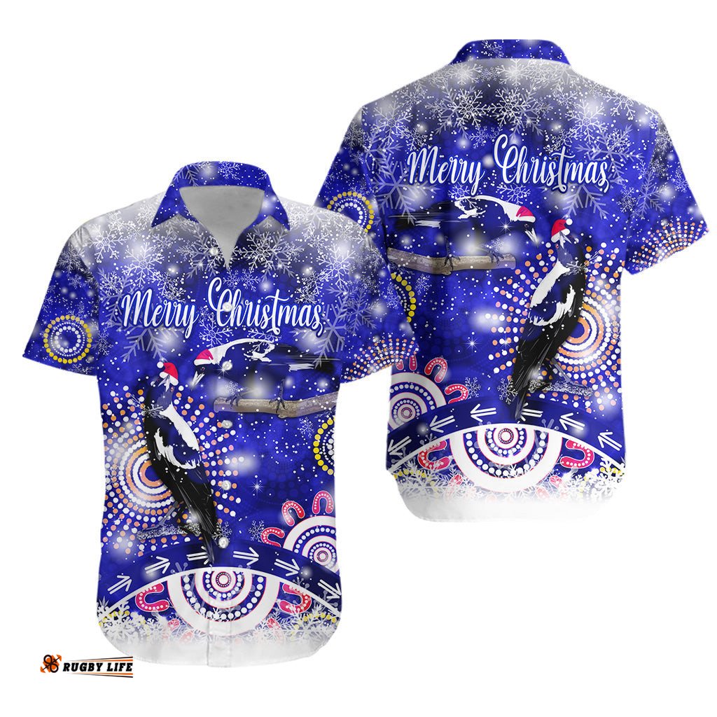 Australian Magpies Christmas Hawaiian Shirt Original Style Blue