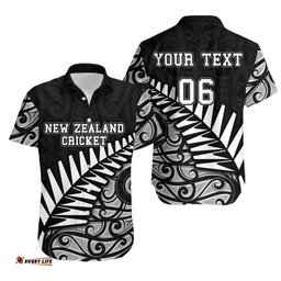 Custom Personalised And Number New Zealand National Cricket Team Hawaiian Shirt Maori Patterns