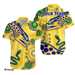 Custom Personalised Eels Indigenous Hawaiian Shirt Competitive Version Gold