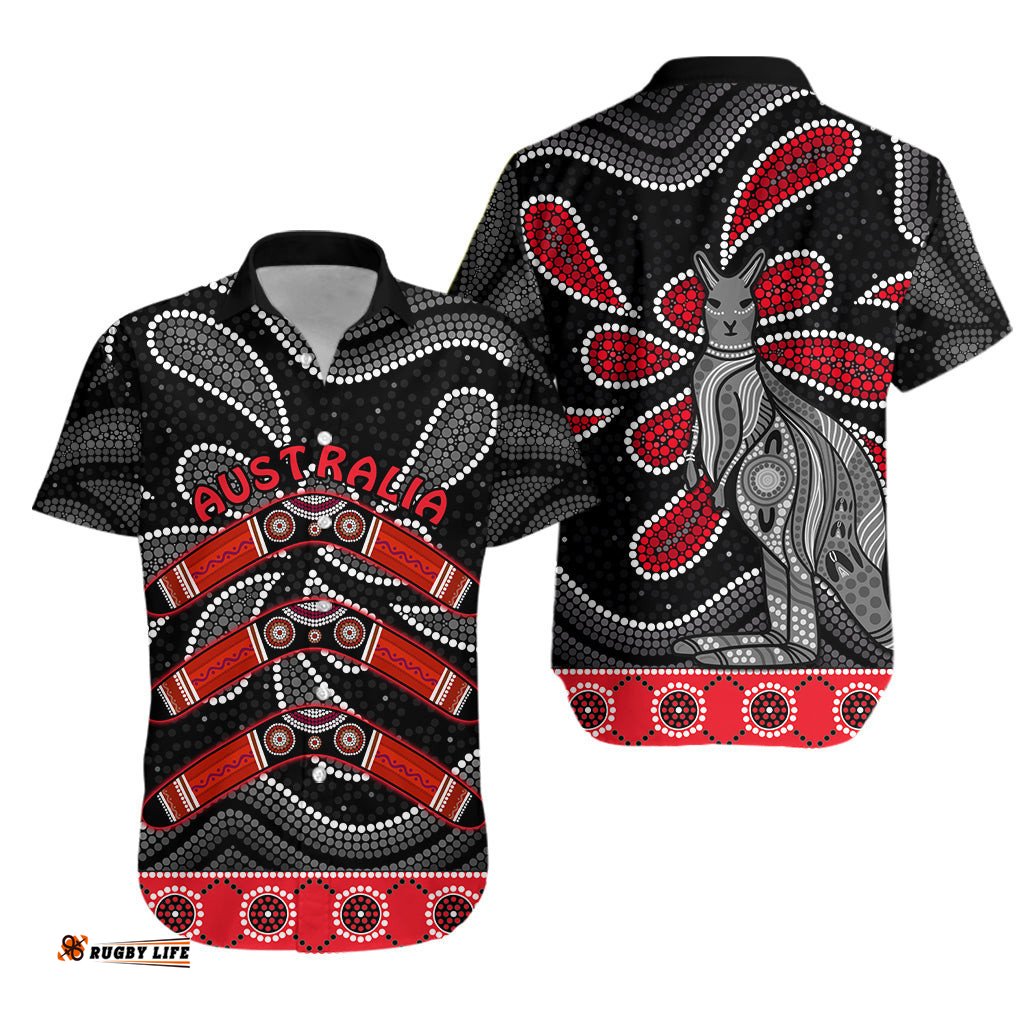 Aboriginal Boomerang Hawaiian Shirt Kangaroo Australia