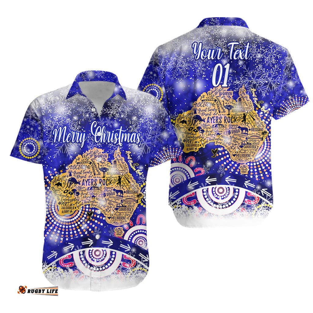 Custom Personalised Australia Map Christmas Hawaiian Shirt Original Style Blue