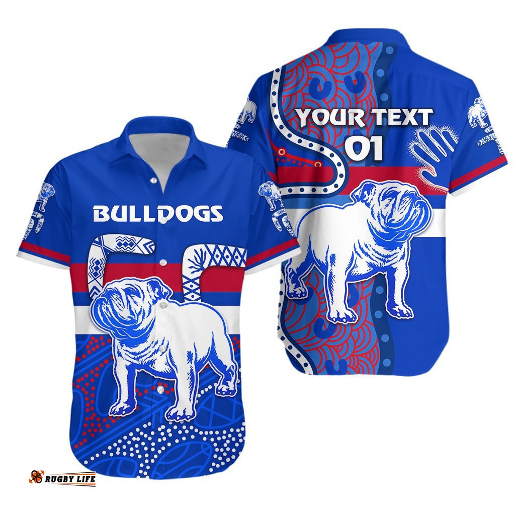 Custom Personalised Western Hawaiian Shirt Bulldogs Indigenous Simple Style, Custom Text And Number