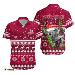 Custom Personalised Reds Christmas Hawaiian Shirt Queensland Rugby Indigenous