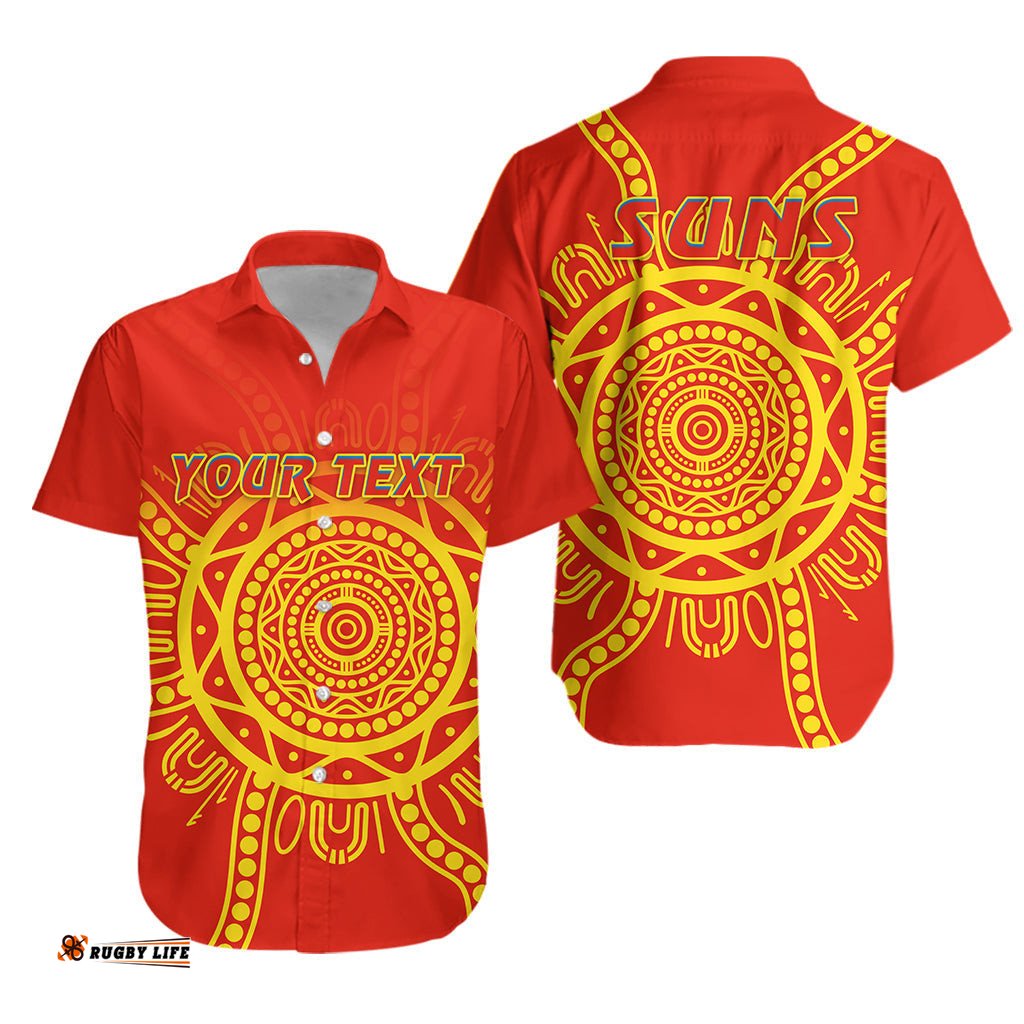 Custom Personalised Suns Football Hawaiian Shirt Simple Gold Coast