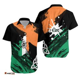 Ireland Map with Compass Grunge Style Hawaiian Shirt Mix Celtic Knot