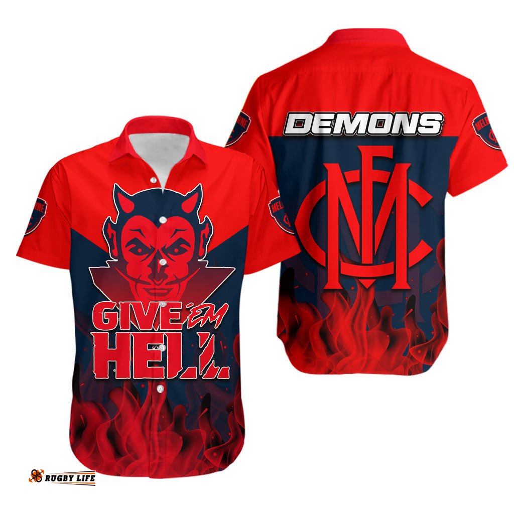 Demons Hawaiian Shirt GIVE 'EM HELL