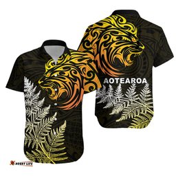 Lion Maori Hawaiian Shirt Aotearoa mix Silver Fern