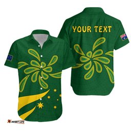Custom Personalised Green and Gold Hawaiian Shirt Australia National Colours