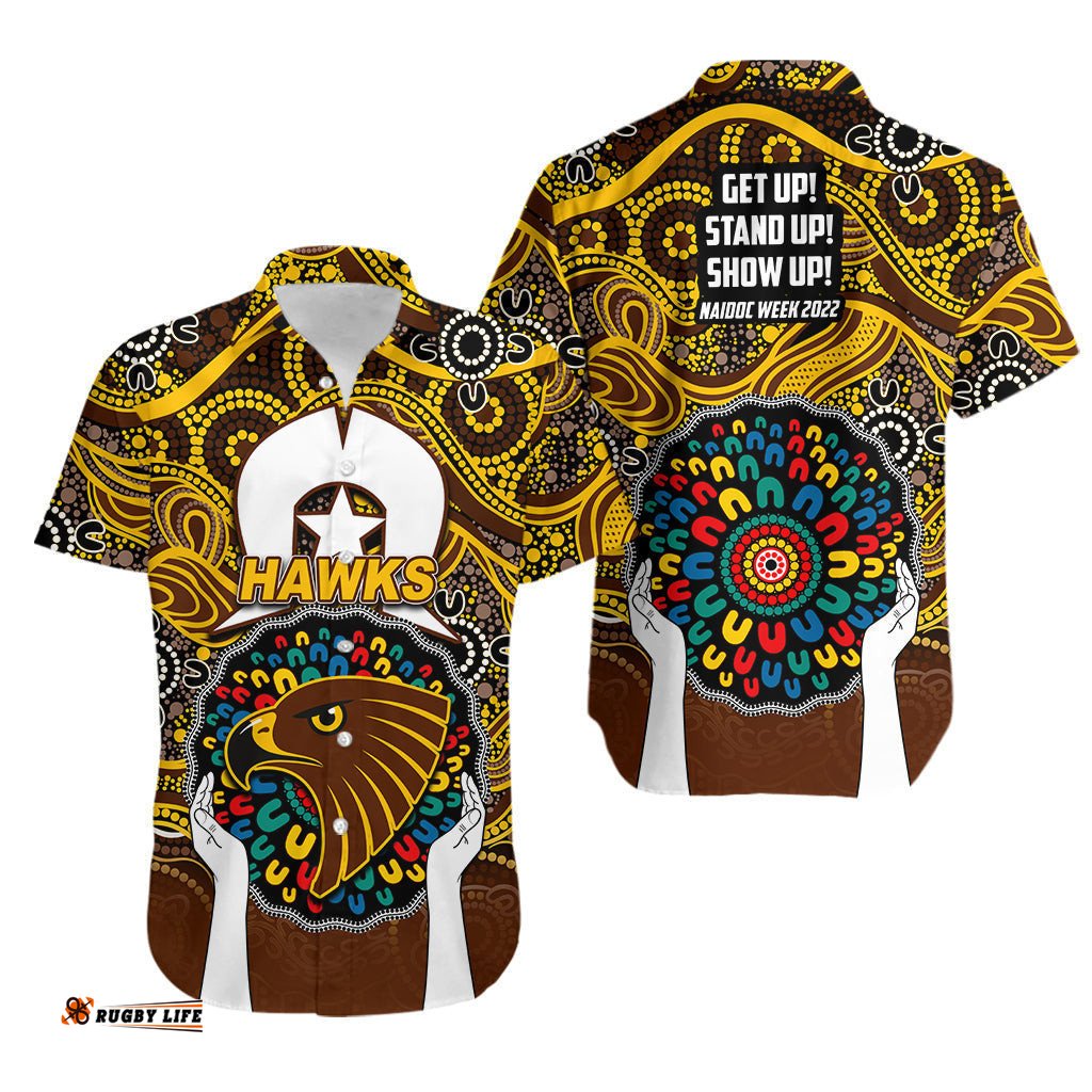 Hawks Australian Football Hawaiian Shirt NAIDOC Week