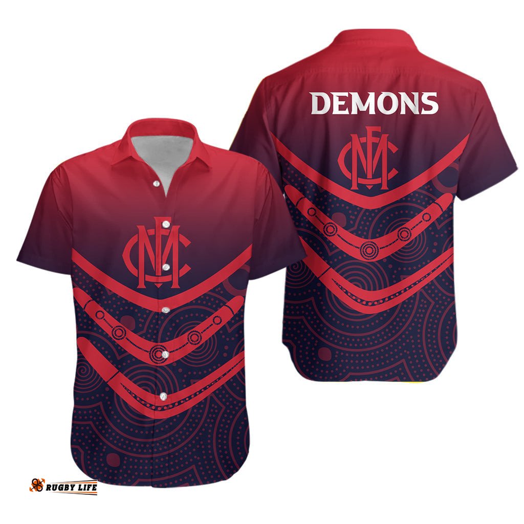 Melbourne Demons Hawaiian Shirt Aboriginal Dot Painting