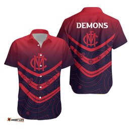 Melbourne Demons Hawaiian Shirt Aboriginal Dot Painting