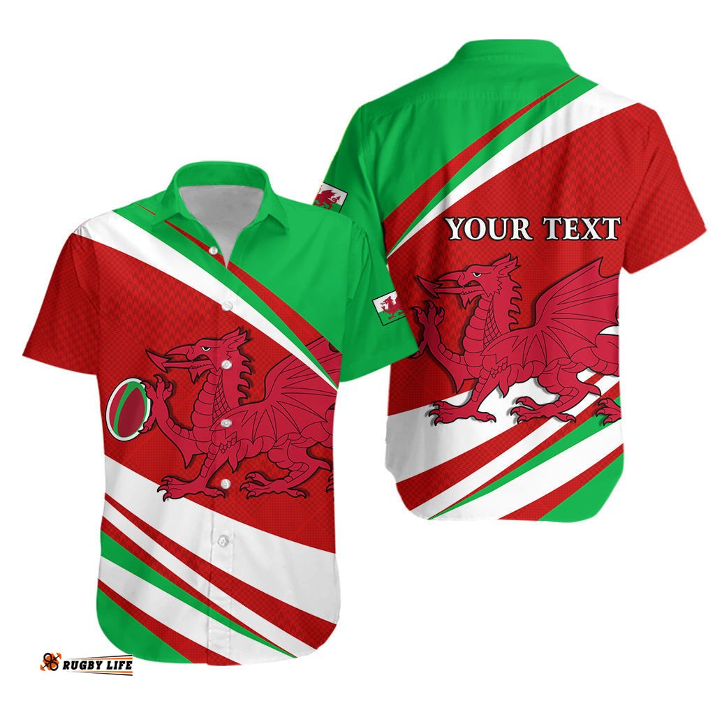 Custom Personalised Wales Rugby Hawaiian Shirt Mix Pattern Six Nations