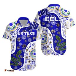 Custom Personalised Eels Indigenous Hawaiian Shirt Competitive Version White