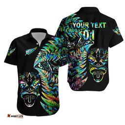 Custom Personalised New Zealand Haka Rugby Maori Hawaiian Shirt Silver Fern Vibes Paua Shell