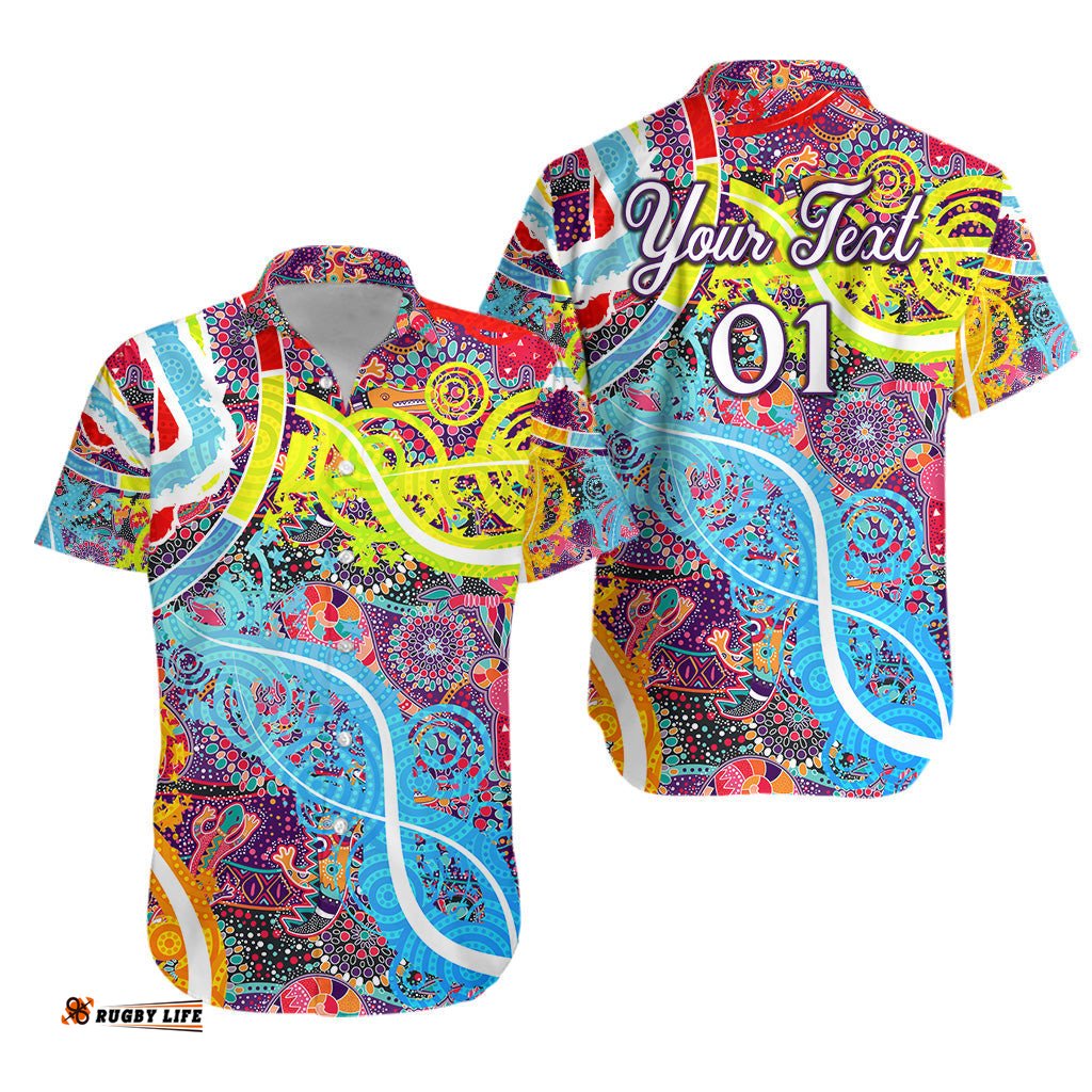 Custom Personalised Aboriginal Art Colorful Vibes Hawaiian Shirt Indigenous