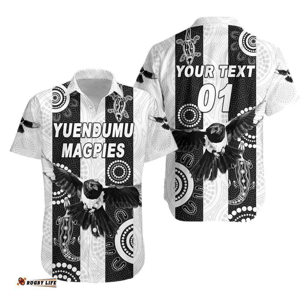 Custom Personalised Yuendumu Magpies Football Club Hawaiian Shirt Indigenous Version, Custom Text And Number