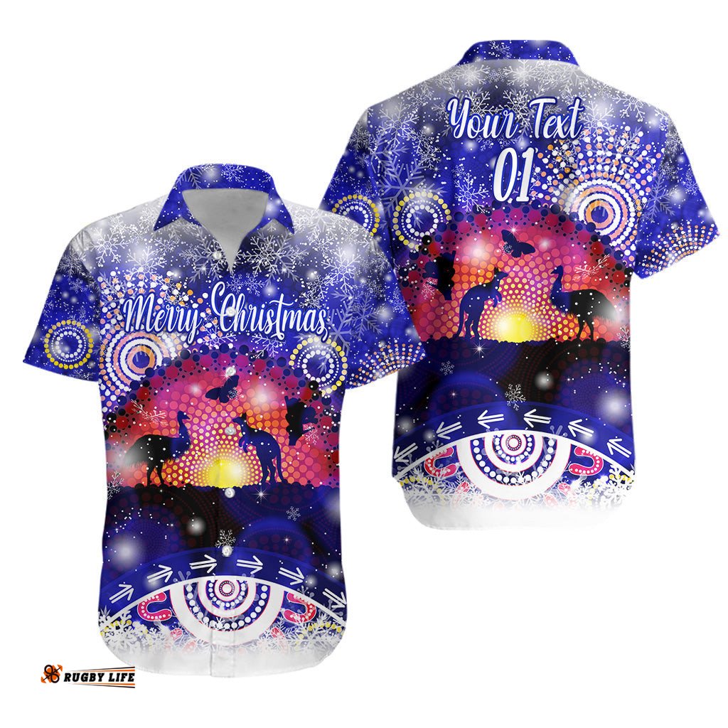 Custom Personalised Australian Indigenous Flag Christmas Hawaiian Shirt Original Style Blue