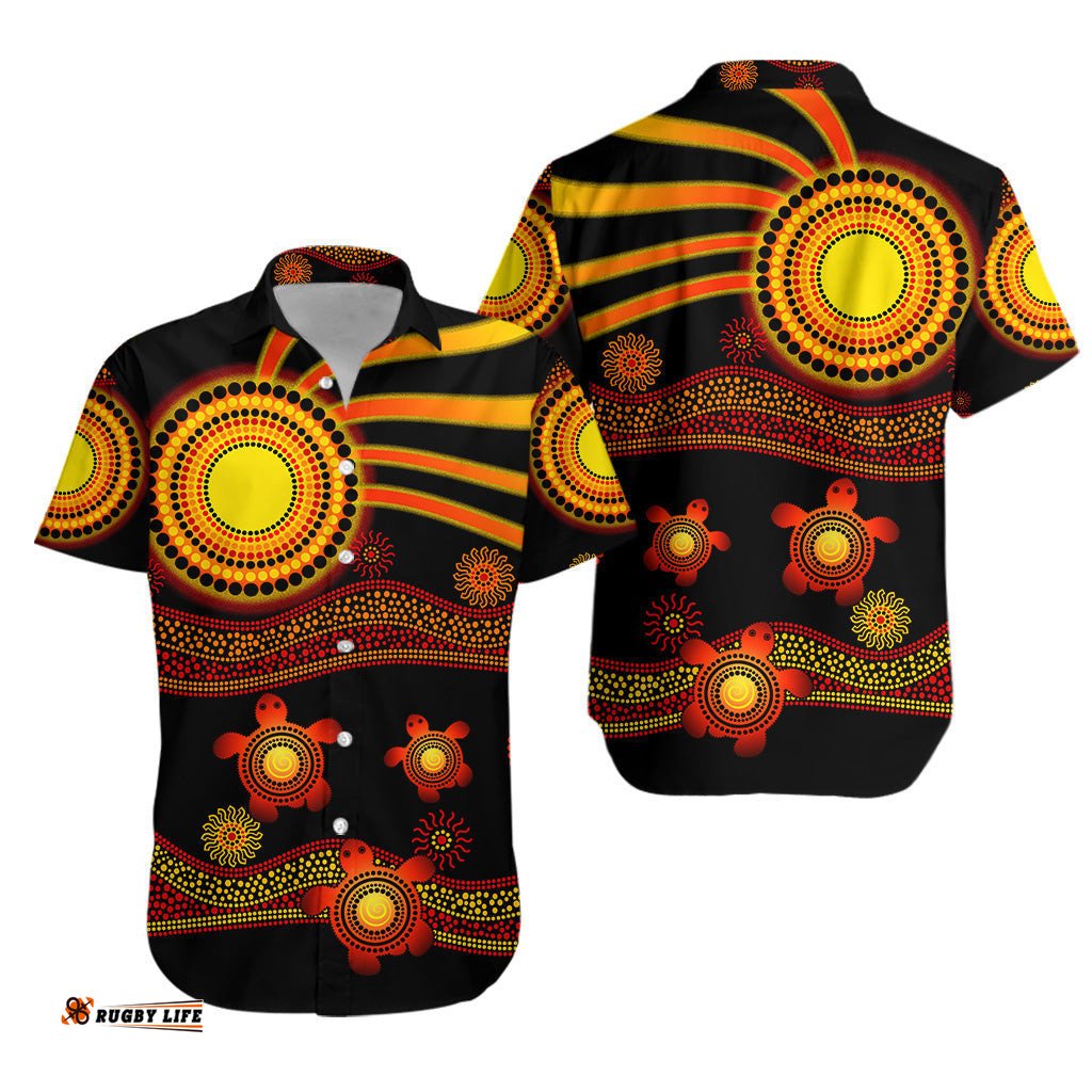 Aboriginal Indigenous Flag Vibes Hawaiian Shirt Turtle