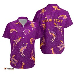 Custom Personalised Aboriginal Art Hawaiian Shirt Animals Australia Version Purple