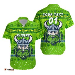 Custom Personalised Canberra Raiders Hawaiian Shirt Christmas Simple Style Green