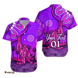 Custom Personalised Aboriginal Art Kangaroo Hawaiian Shirt Indigenous Unique Vibes Purple