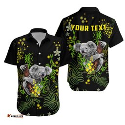 Custom Personalised Golden Wattle Hawaiian Shirt Koala Australia Acacia Pycnantha Version Simple