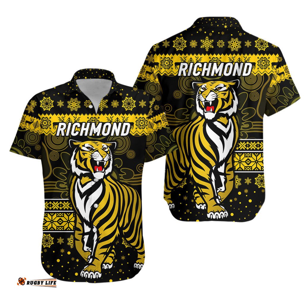 Richmond Tigers Hawaiian Shirt Christmas Simple Style Black