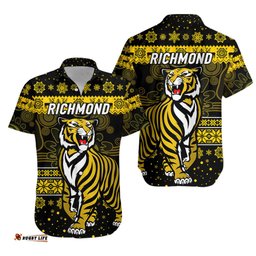 Richmond Tigers Hawaiian Shirt Christmas Simple Style Black