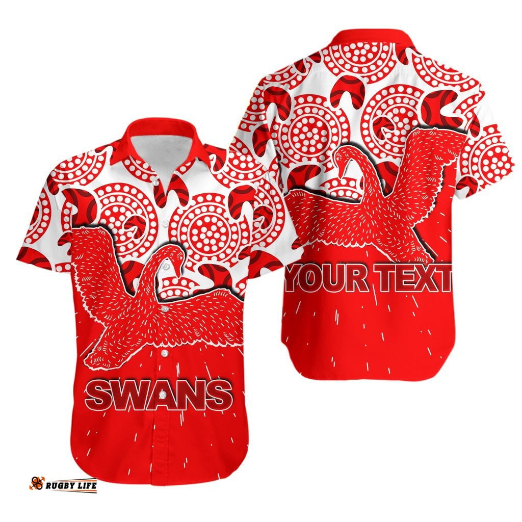 Custom Personalised Sydney Swans Hawaiian Shirt Aboriginal Patterns