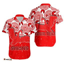 Custom Personalised Sydney Swans Hawaiian Shirt Aboriginal Patterns