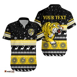 Custom Personalised Tigers Christmas Hawaiian Shirt Indigenous Richmond Football