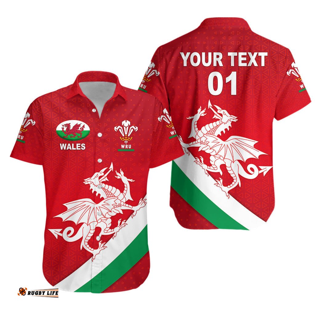 Custom Personalised Wales Rugby Hawaiian Shirt Welsh Cymru Vibes
