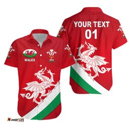 Custom Personalised Wales Rugby Hawaiian Shirt Welsh Cymru Vibes