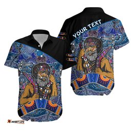 Custom Personalised Australian Boomerang Hawaiian Shirt Indigenous Australia Blue Graceful