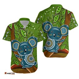 Koala Climbing Tree Hawaiian Shirt Aboriginal Aussie